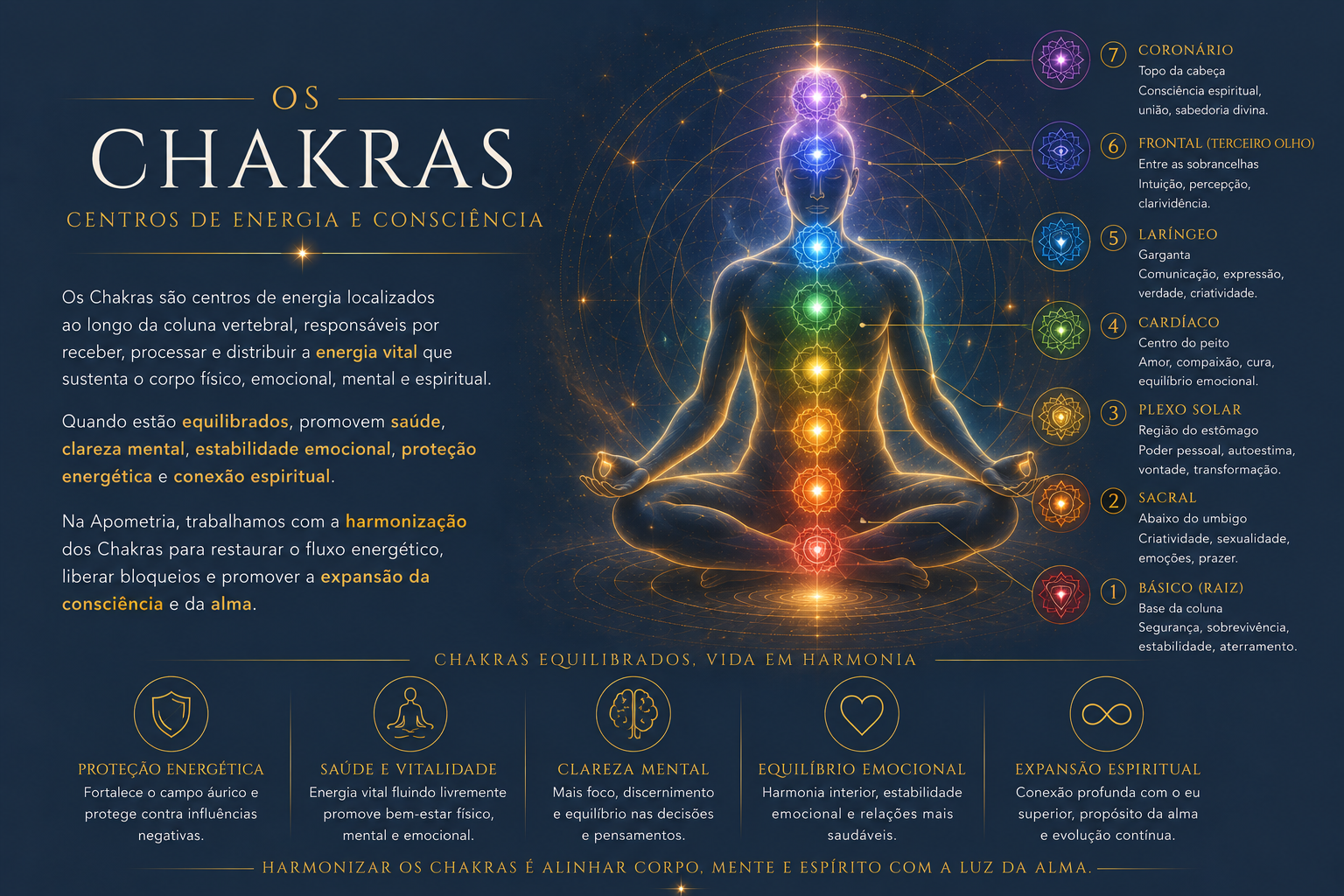 Imagem explicativa sobre os chakras